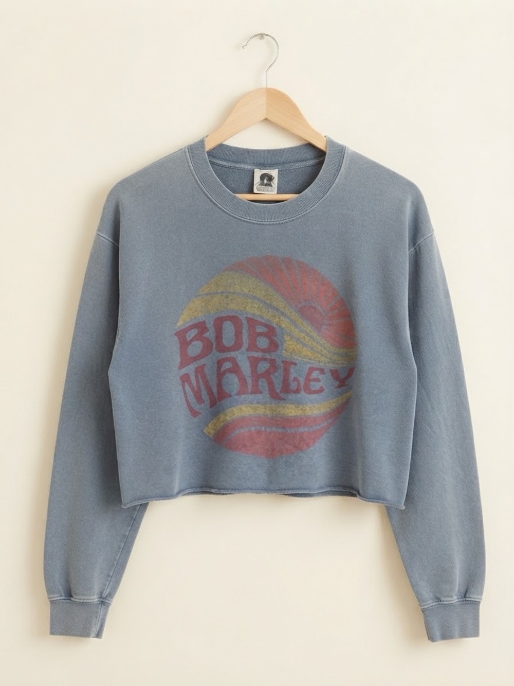 Daydreamer Free People Gray Cropped Bob Marley Graphic Sweatshirt